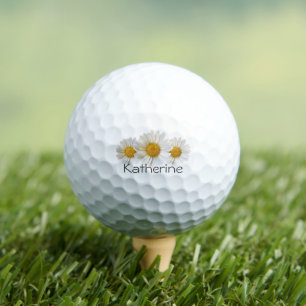 White Daisies with Custom Name Golf Balls
