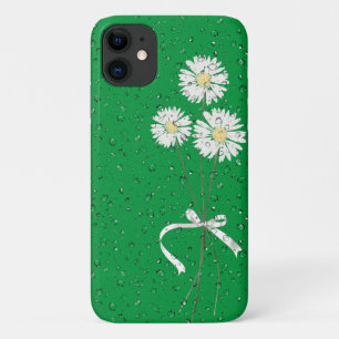 white daisies with raindrops on green Case-Mate iPhone case