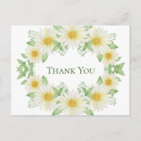 White Daisies Wreath Watercolor Budget Thank You