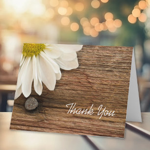 White Daisy and Barn Wood Country Thank You Card