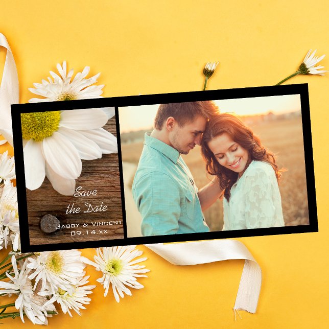 White Daisy and Barn Wood Wedding Save the Date (Creator Uploaded)