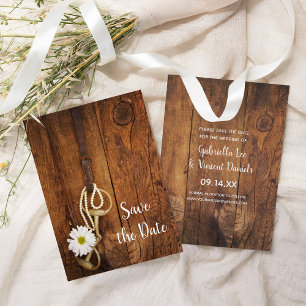 White Daisy and Horse Bit Wedding Save the Date