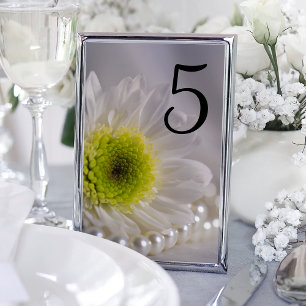 White Daisy and Pearls Wedding Table Numbers
