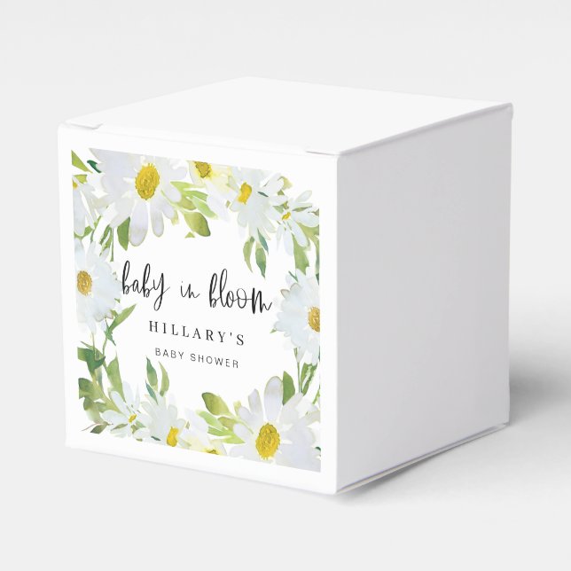White Daisy | Baby Shower Summer floral bloom Favour Box (Front Side)