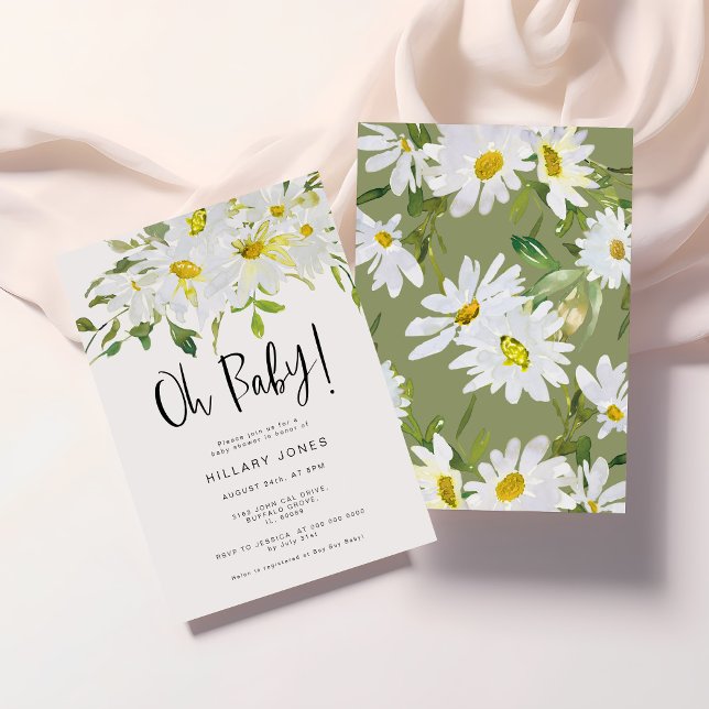 White Daisy | Baby Shower Summer floral Invitation (Creator Uploaded)