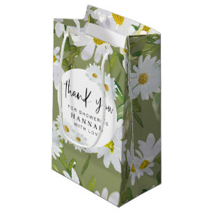 White Daisy Baby Shower Thank You Favors Small Gift Bag