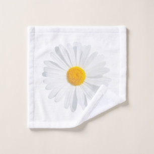 white daisy bath towel set
