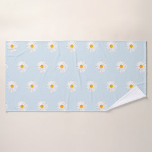 white daisy bath towel set