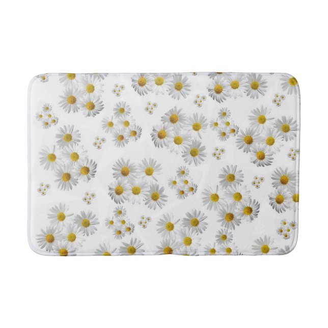 White Daisy Bathroom Bath Mat (Front)