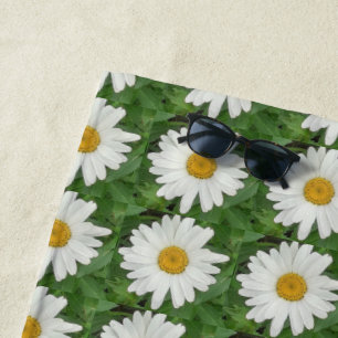 White Daisy Beach Towel