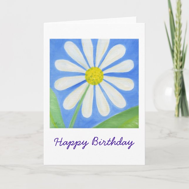 White Daisy Birthday Card (Front)