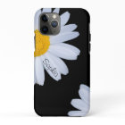 White Daisy Black Custom Name
