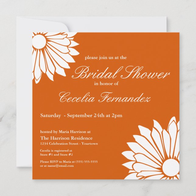 White Daisy Bridal Shower Invitations (Front)