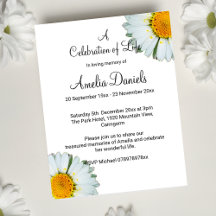 White Daisy Celebration of Life Card