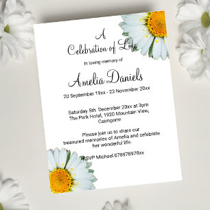 White Daisy Celebration of Life Card