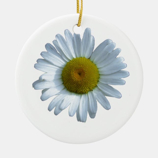 White Daisy Ceramic Tree Decoration (Front)