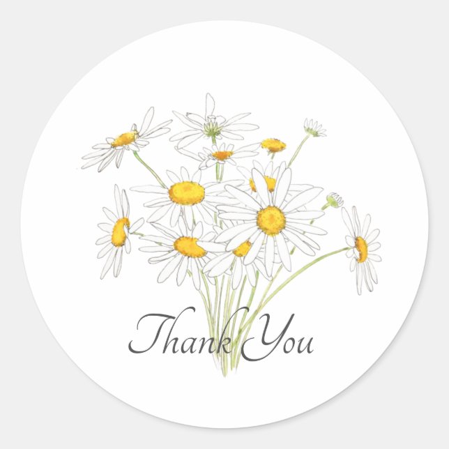 white daisy classic round sticker (Front)