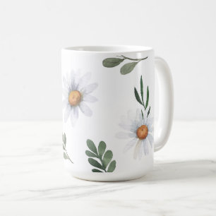 White daisy coffee cup, White daisies Mug