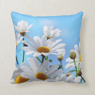 White Daisy cushion Throw Pillow
