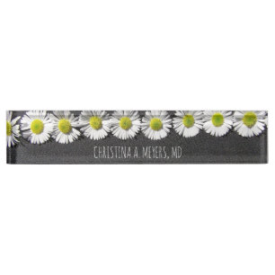 White Daisy Custom Nameplate