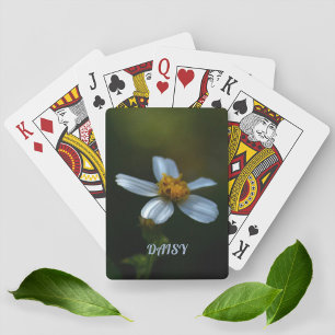 White Daisy Dark Green Floral Photographic  Playing Cards