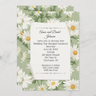 White Daisy Design for Vow Renewal Invitation