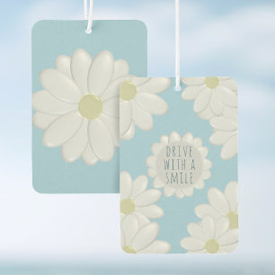 White Daisy Drive With A Smile Car Air Freshener