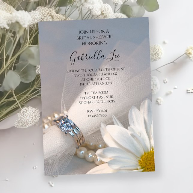 White Daisy Elegance Bridal Shower Invitation (Creator Uploaded)