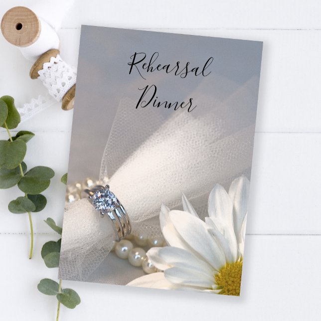 White Daisy Elegance Wedding Rehearsal Dinner Invitation (Creator Uploaded)