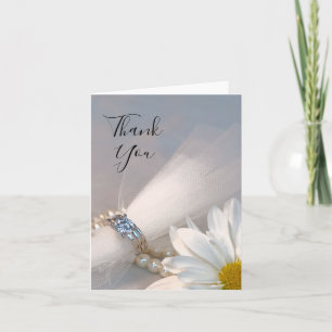 White Daisy Elegance Wedding Thank You Card