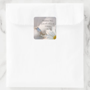 White Daisy Elegance Wedding Thank You Favour Tags