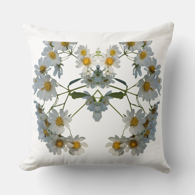 White daisy elegant flowers in 3D design Cushion (Front)