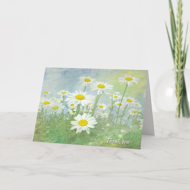 White Daisy Field Sympathy Thank You Card (Front)