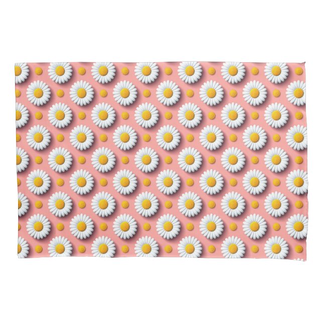 White Daisy Floral Pattern For Cosy Room Decor Pillowcase (Front)