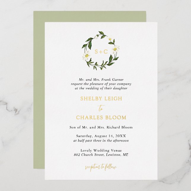 White Daisy Floral Rustic Wedding (Front/Back)