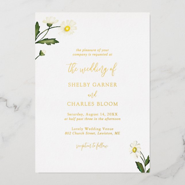 White Daisy Floral Rustic Wedding (Front)
