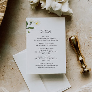 White Daisy Floral Rustic Wedding Enclosure Card