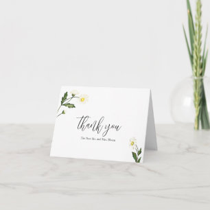 White Daisy Floral Rustic Wedding Thank You Card
