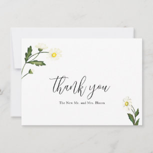 White Daisy Floral Rustic Wedding Thank You Card