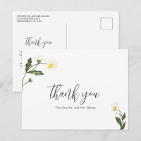 White Daisy Floral Rustic Wedding Thank You