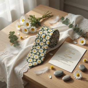 White Daisy Floral Wedding Tie