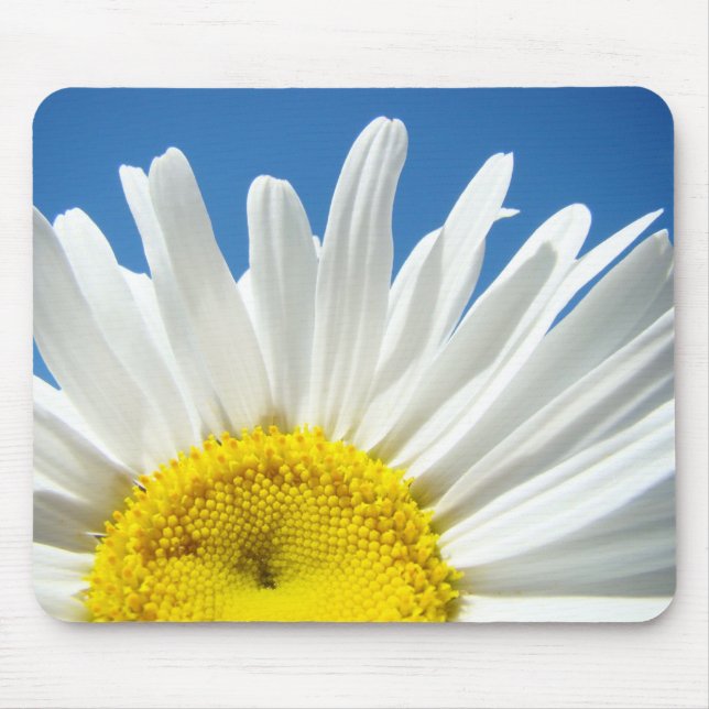 White Daisy Flower Blue Sky mousepad Floral (Front)