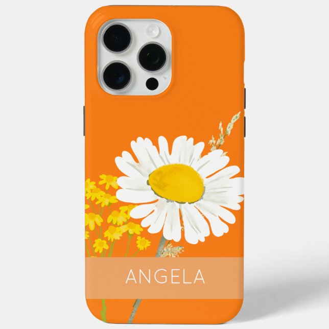 White Daisy Flower Custom Name  Case-Mate iPhone Case (Back)