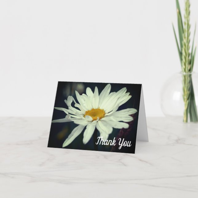 White Daisy Flower Customisable Thank You Card (Front)