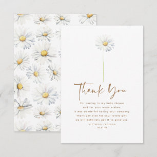 White Daisy Flower Cute Elegant Small Thank You Card
