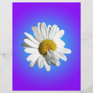 White Daisy Flower Floral Purple Blue Gradient