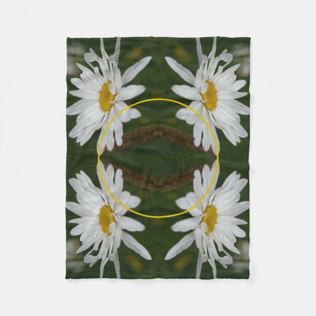 White Daisy Flower Frame Add Your Own Photo Fleece Blanket (Front)