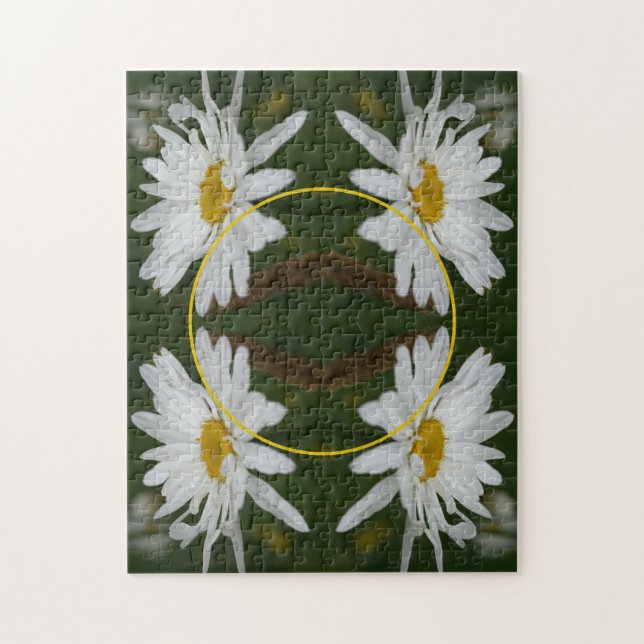 White Daisy Flower Frame Add Your Own Photo Jigsaw Puzzle (Vertical)