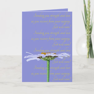 White Daisy Flower Lavender Blue Yellow Get Well Card