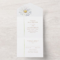 White Daisy Flower Minimalist Elegant Boho Wedding
